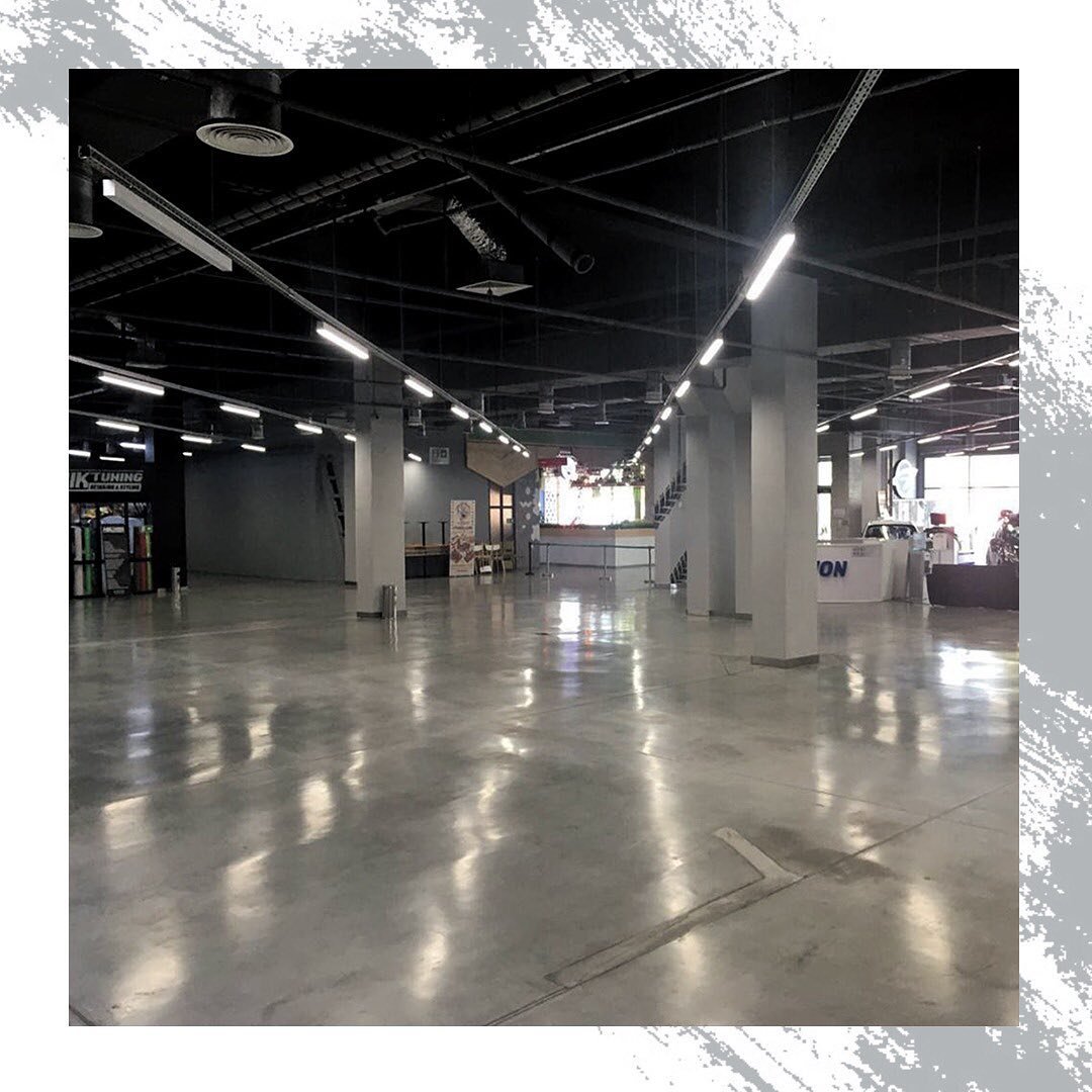 Упрочнение минерального наливного пола в автоцентре AVTODOM